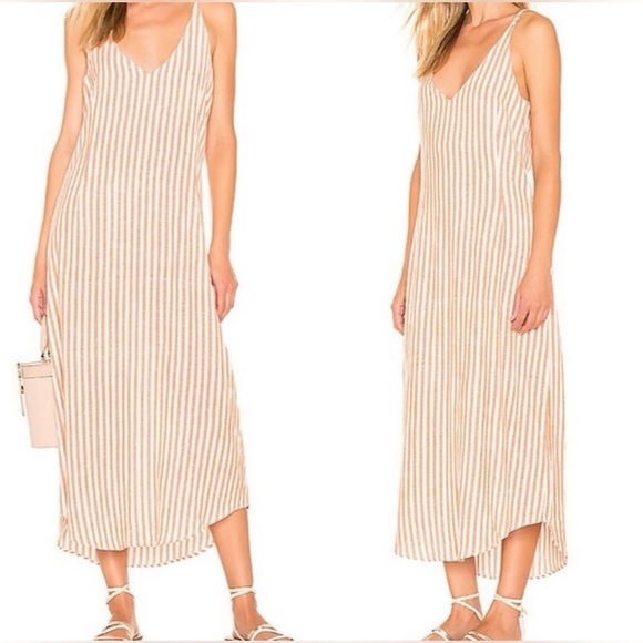 Zulu And Zephyr Revolve Rush Midi Dress Stripe Beachy Cotton Orange White Medium - Picture 1 of 13